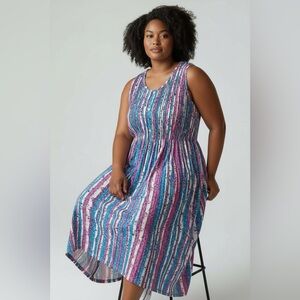 Woman’s Within Plus Size 1X petite Maxi dress! Floral with vertical stripes NWOT